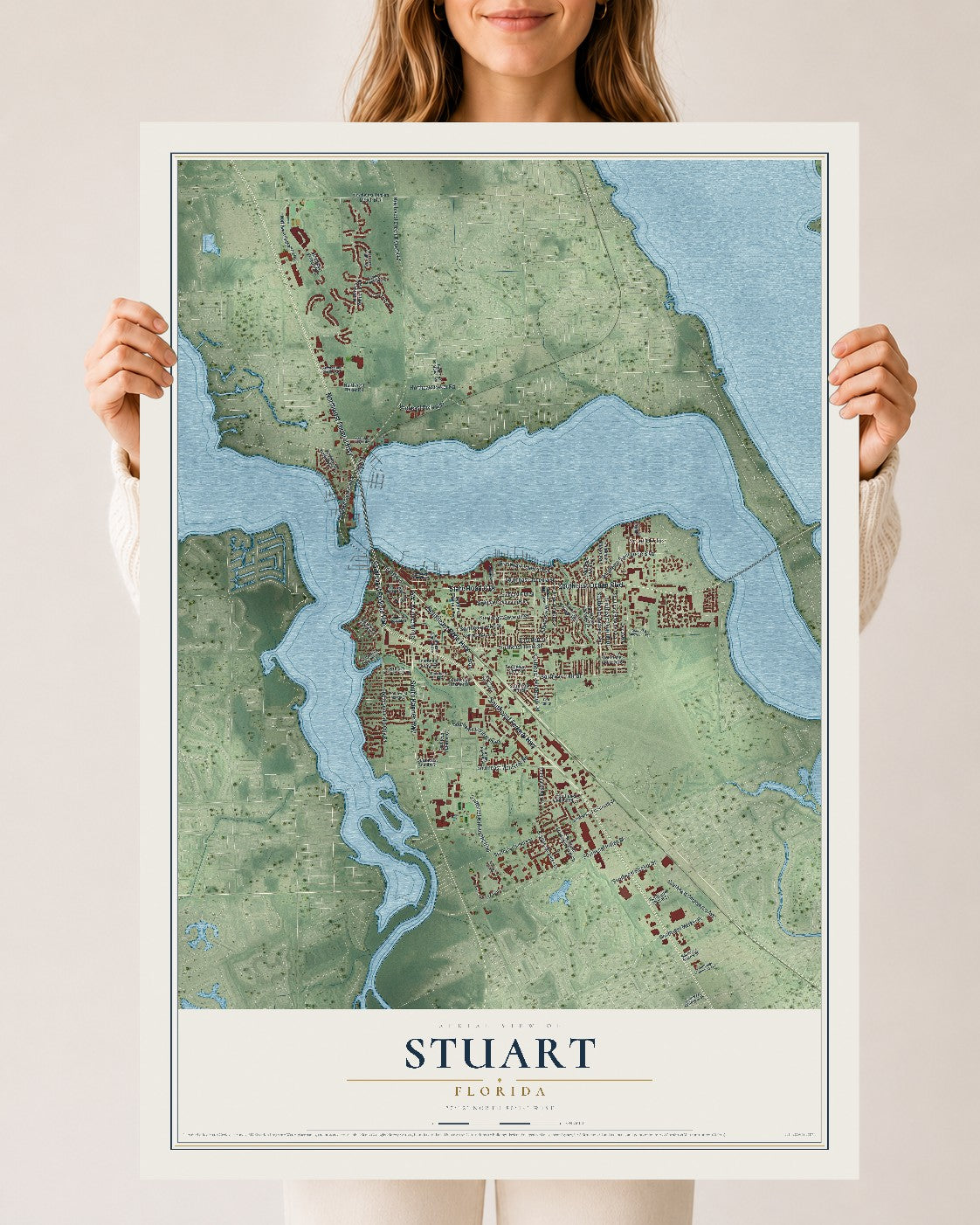 Stuart, Florida map print, 24" x 36" Archival Matte Print mockup