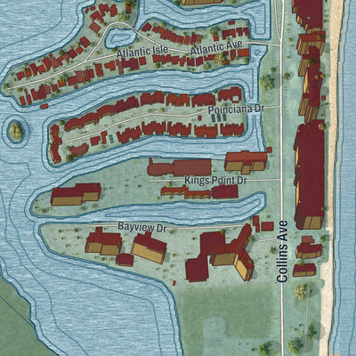 Close-up 1 of the Sunny Isles Beach, Florida map artwork