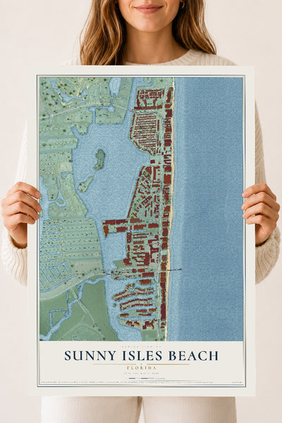 Sunny Isles Beach, Florida map print, 18" x 24" Archival Matte Print mockup