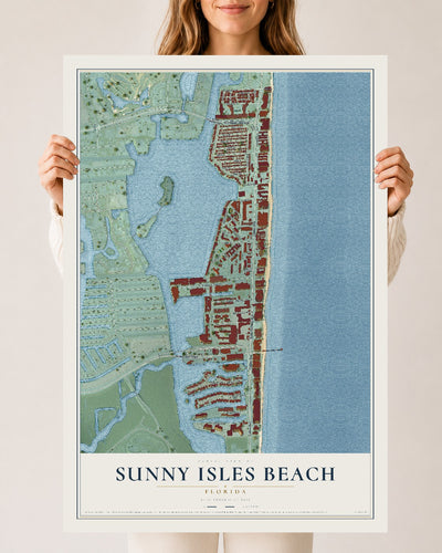 Sunny Isles Beach, Florida map print, 24" x 36" Archival Matte Print mockup