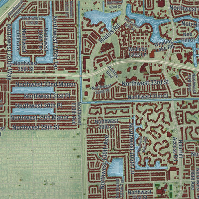 Close-up 1 of the Sunrise, Florida map artwork