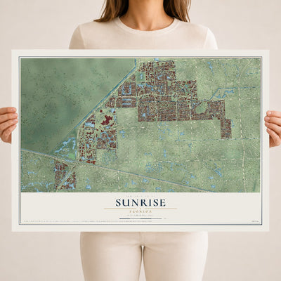 Sunrise, Florida map print, 18" x 24" Archival Matte Print mockup