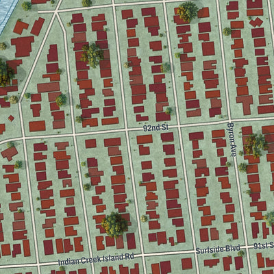 Close-up 1 of the Surfside, Florida map artwork