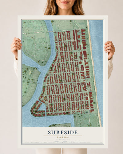 Surfside, Florida map print, 24" x 36" Archival Matte Print mockup