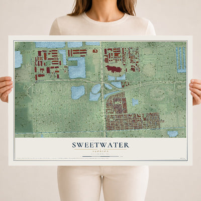 Sweetwater, Florida map print, 18" x 24" Archival Matte Print mockup