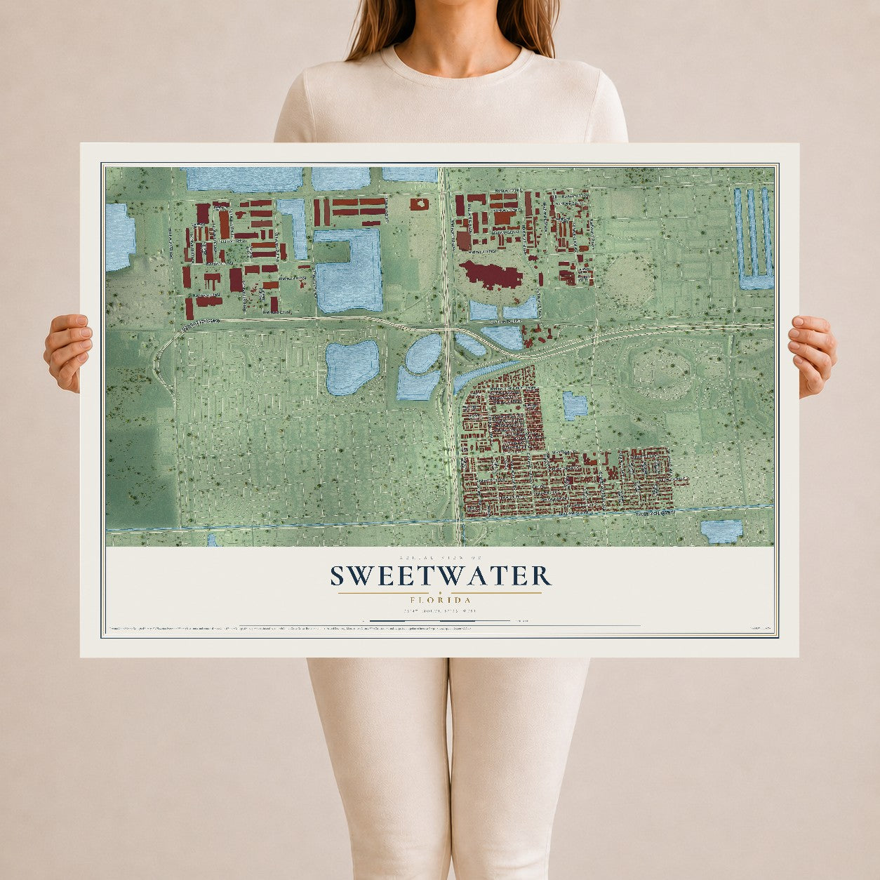 Sweetwater, Florida map print, 24" x 36" Archival Matte Print mockup