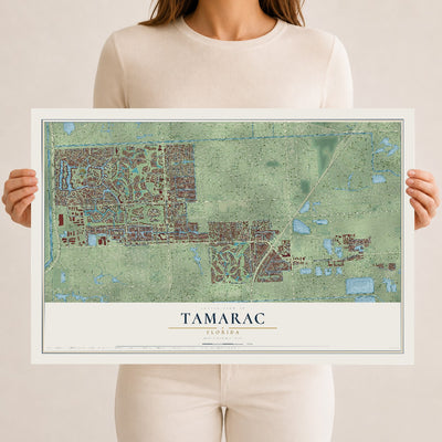 Tamarac, Florida map print, 12" x 18" Archival Matte Print mockup