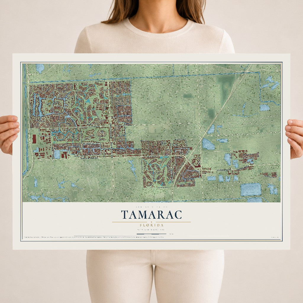 Tamarac, Florida map print, 18" x 24" Archival Matte Print mockup