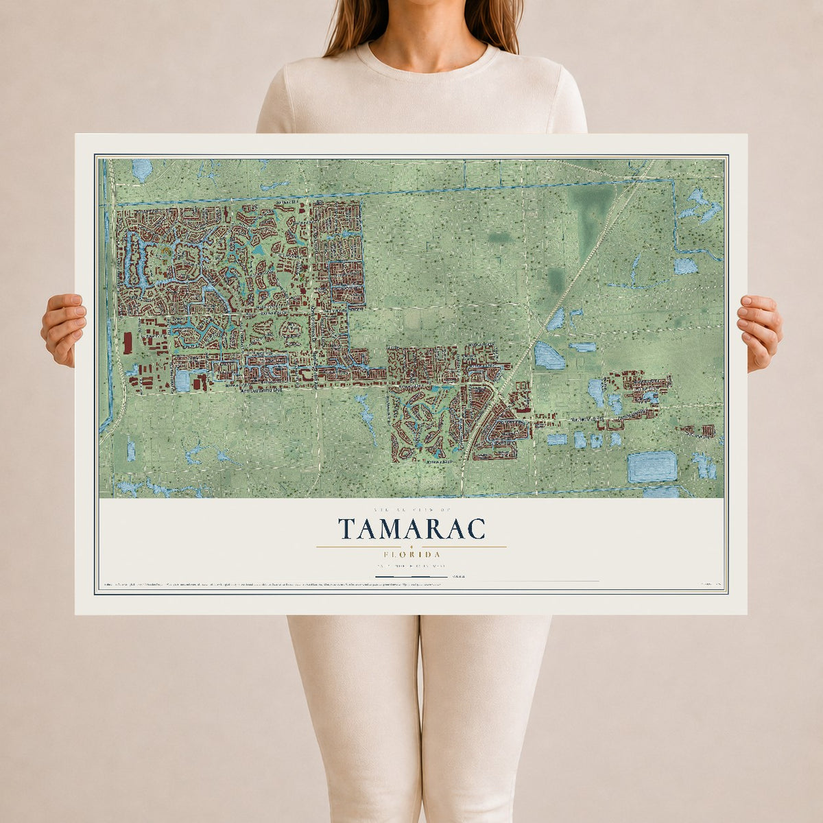 Tamarac, Florida map print, 24" x 36" Archival Matte Print mockup