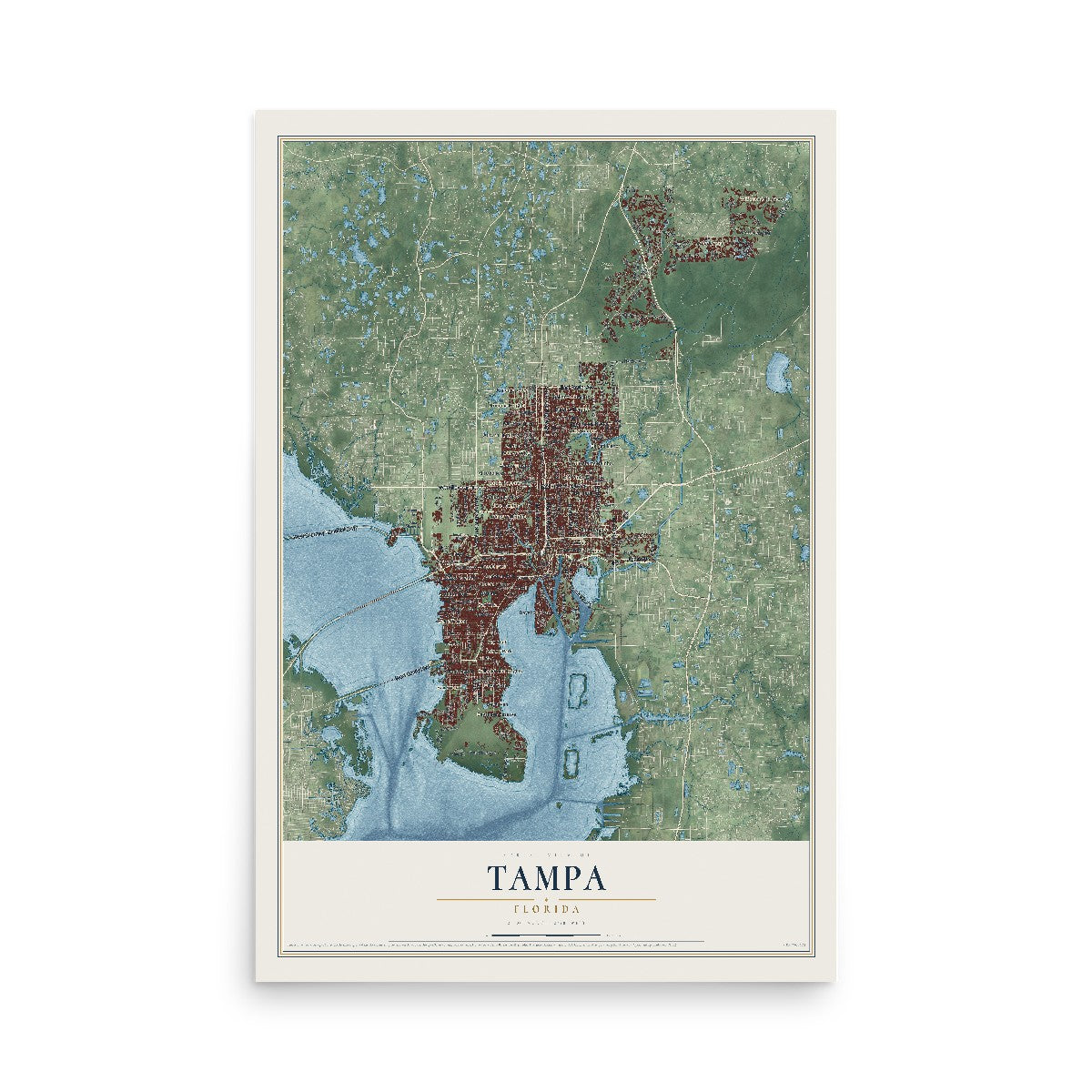 Tampa, Florida map print, 12" x 18" Archival Matte Print mockup