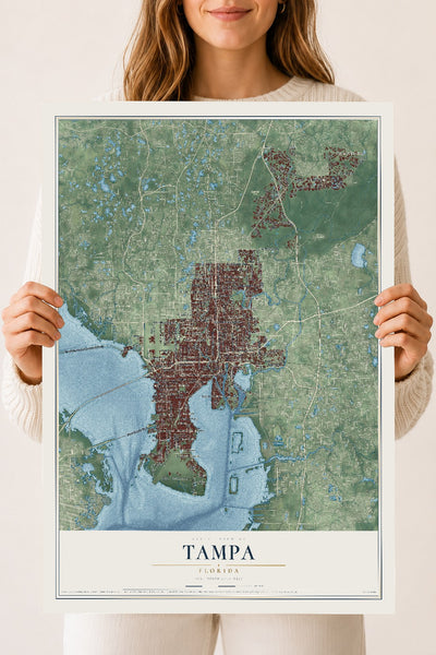 Tampa, Florida map print, 18" x 24" Archival Matte Print mockup