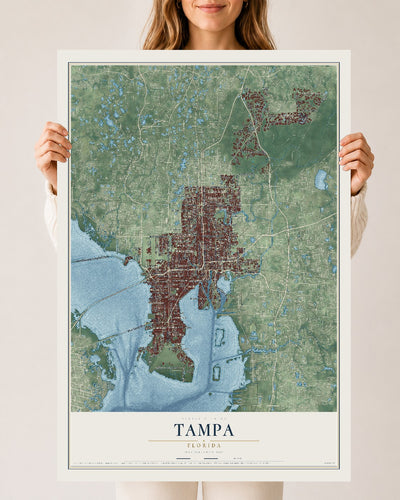 Tampa, Florida map print, 24" x 36" Archival Matte Print mockup