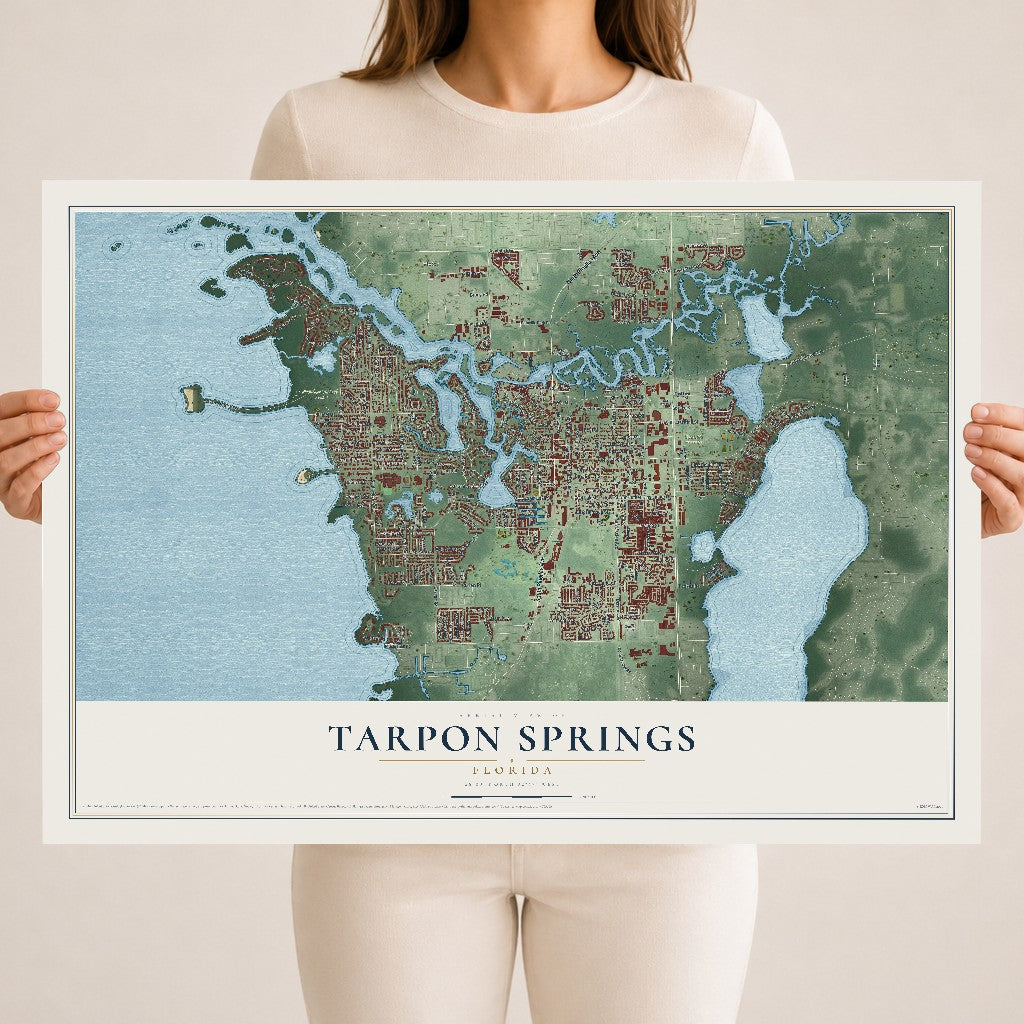 Tarpon Springs, Florida map print, 18" x 24" Archival Matte Print mockup