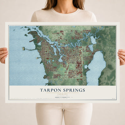 Tarpon Springs, Florida map print, 18" x 24" Archival Matte Print mockup