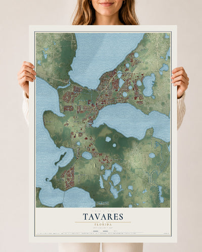 Tavares, Florida map print, 24" x 36" Archival Matte Print mockup