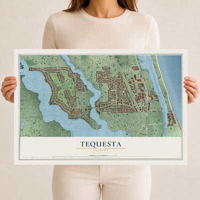 Tequesta, Florida map print, 12" x 18" Archival Matte Print mockup
