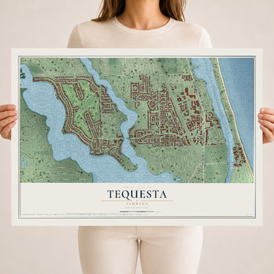 Tequesta, Florida map print, 18" x 24" Archival Matte Print mockup