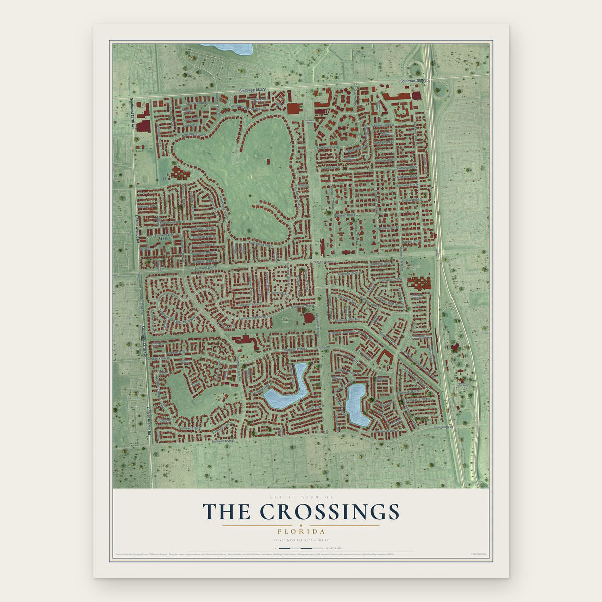 The Crossings, Florida map print, the full design