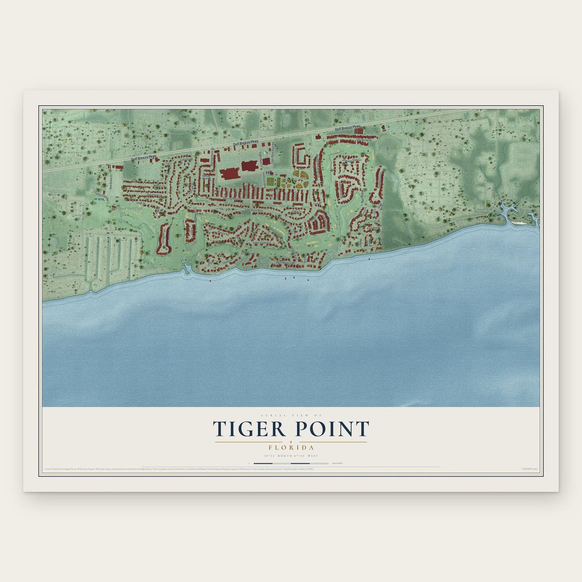 Tiger Point, Florida map print, the full design