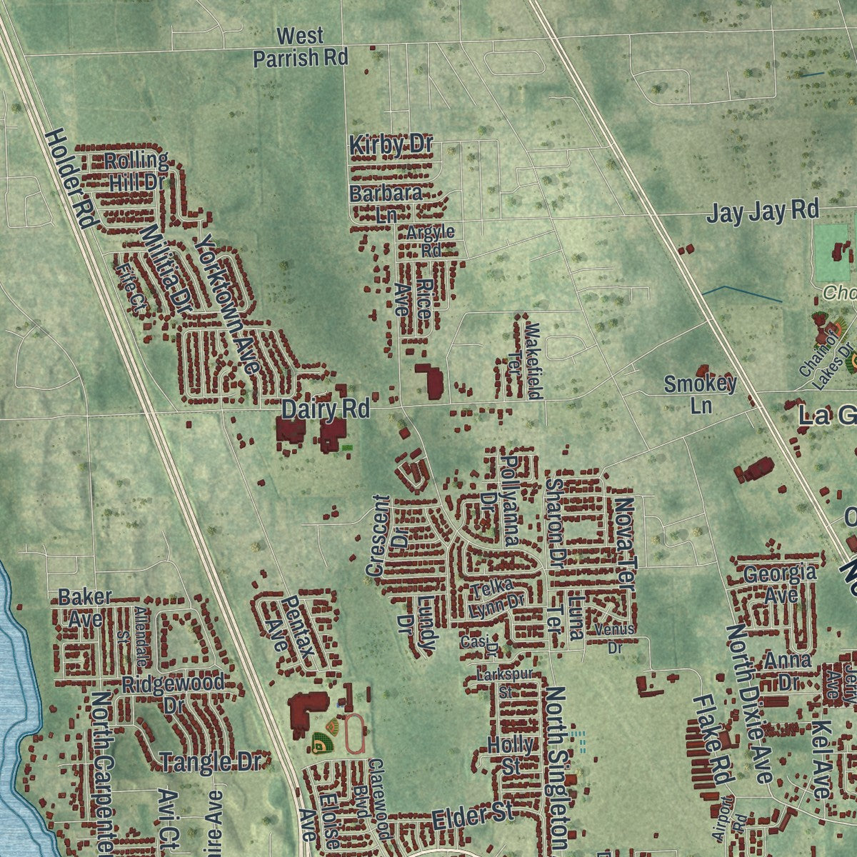 Close-up 2 of the Titusville, Florida map artwork