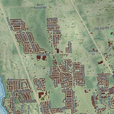 Close-up 2 of the Titusville, Florida map artwork