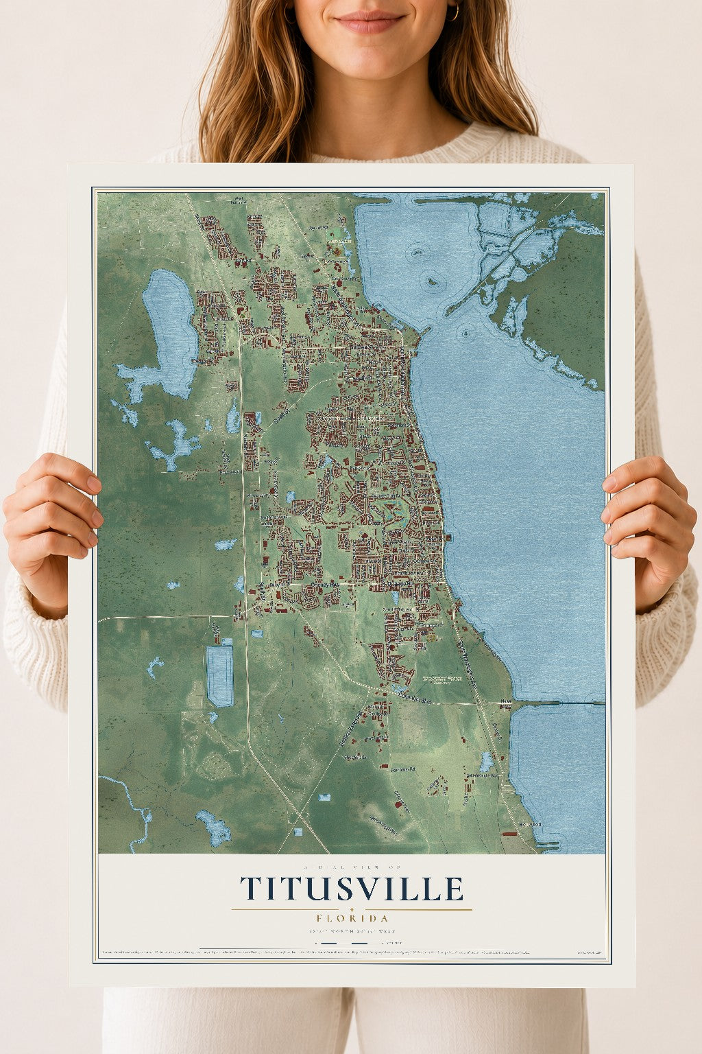 Titusville, Florida map print, 18" x 24" Archival Matte Print mockup
