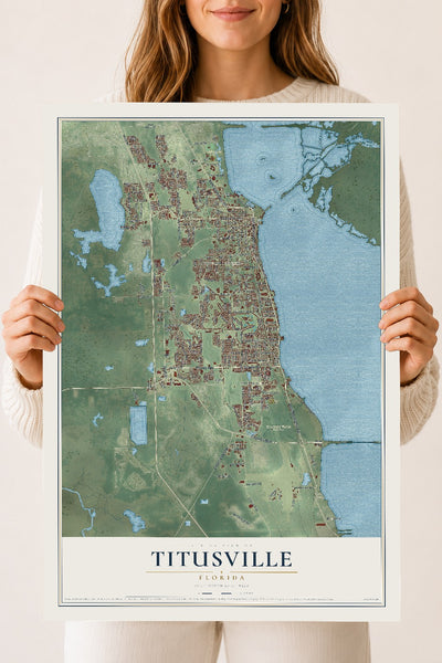 Titusville, Florida map print, 18" x 24" Archival Matte Print mockup