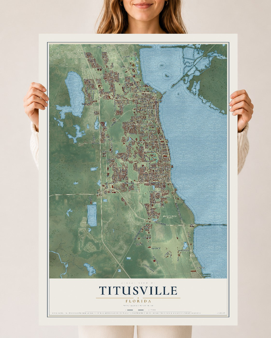 Titusville, Florida map print, 24" x 36" Archival Matte Print mockup