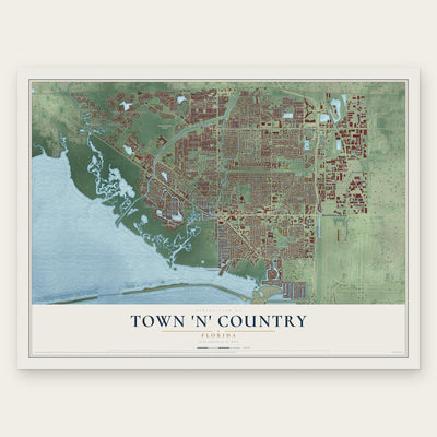 Town 'n' Country, Florida map print, the full design