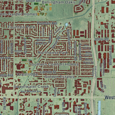 Close-up of the map of Town 'n' Country, Florida print showing street and building detail