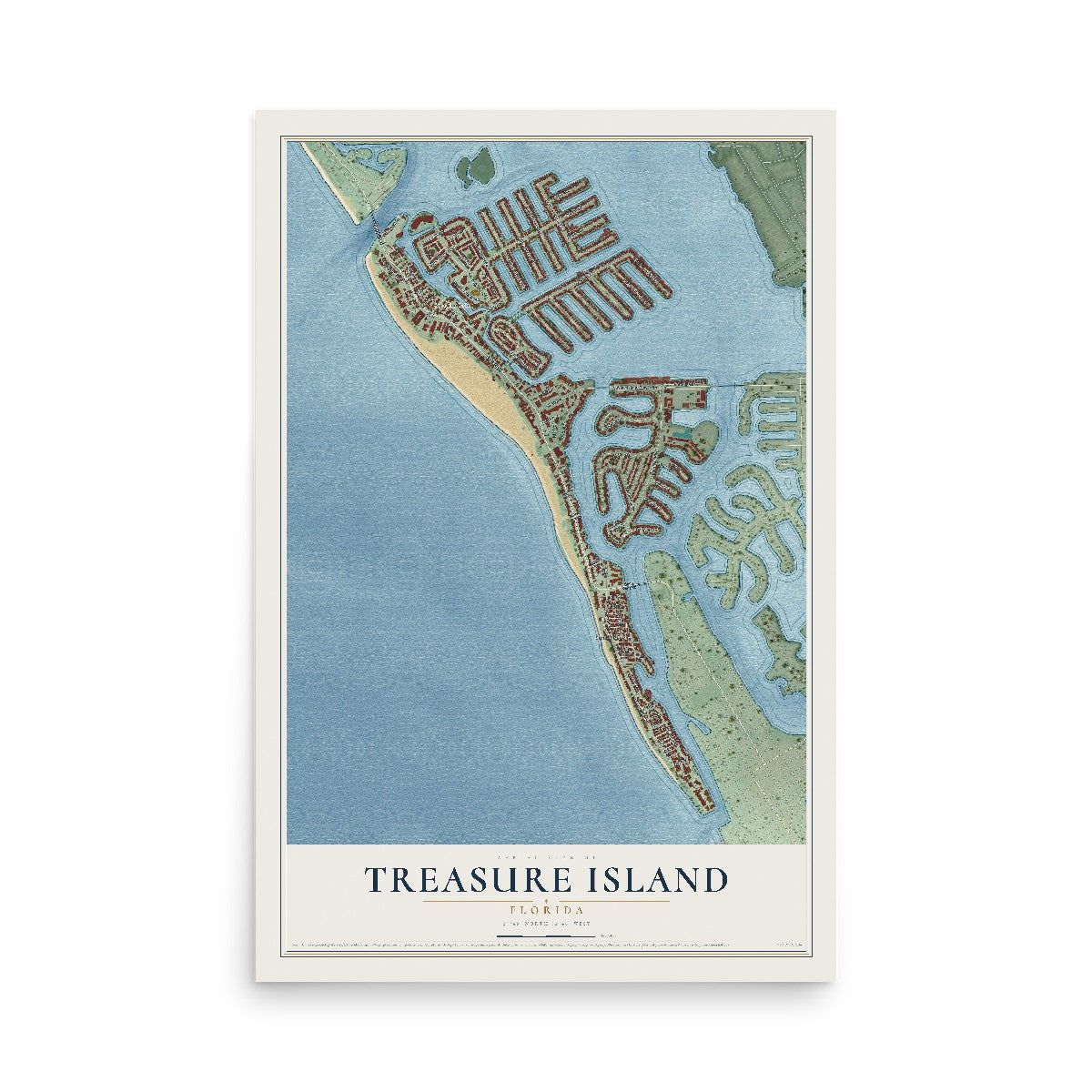 Treasure Island, Florida map print, 12" x 18" Archival Matte Print mockup