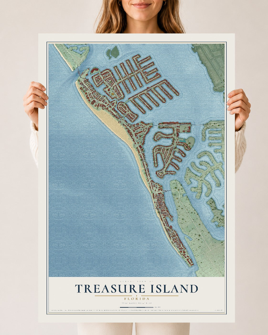 Treasure Island, Florida map print, 24" x 36" Archival Matte Print mockup