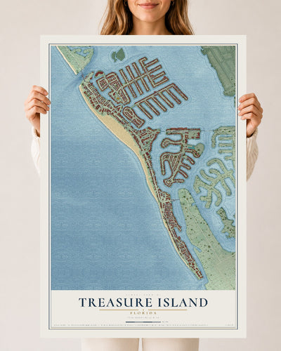Treasure Island, Florida map print, 24" x 36" Archival Matte Print mockup