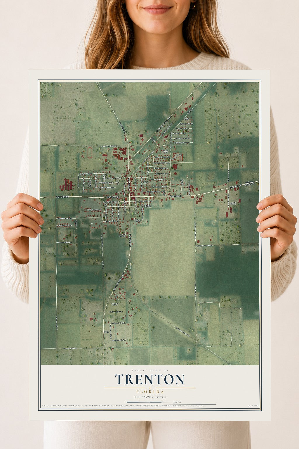 Trenton, Florida map print, 18" x 24" Archival Matte Print mockup