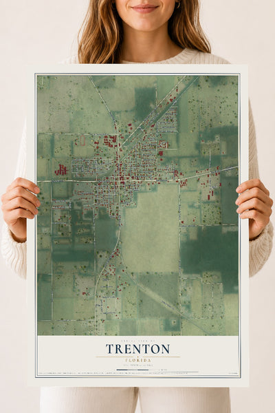 Trenton, Florida map print, 18" x 24" Archival Matte Print mockup