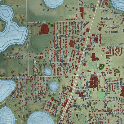 Close-up 1 of the Umatilla, Florida map artwork