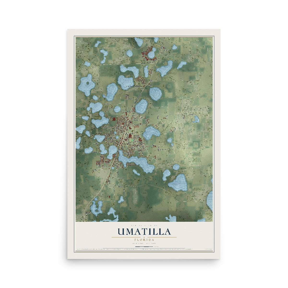Umatilla, Florida map print, 12" x 18" Archival Matte Print mockup