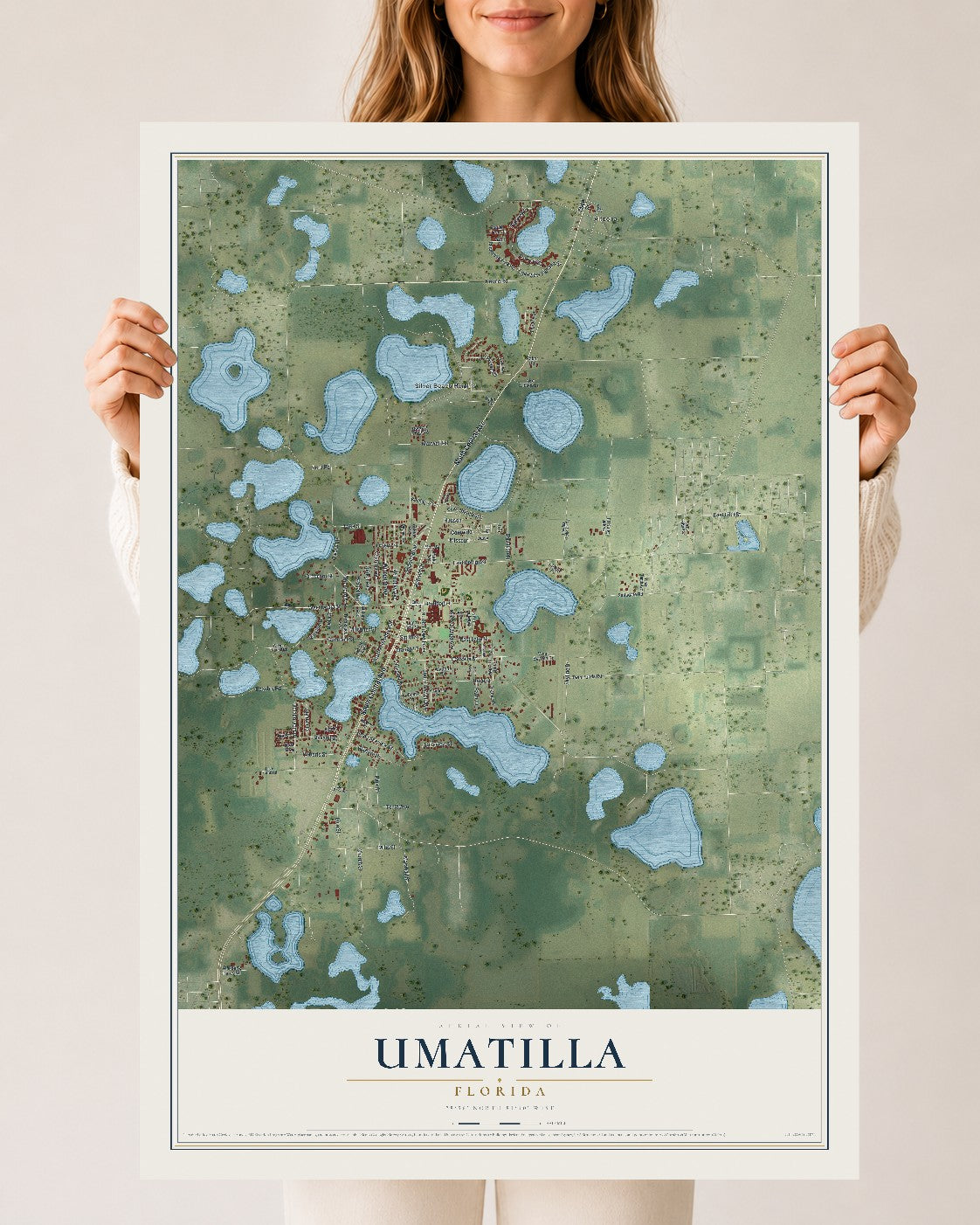 Umatilla, Florida map print, 24" x 36" Archival Matte Print mockup