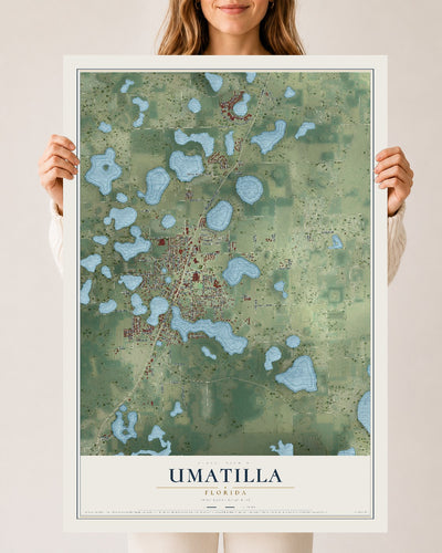 Umatilla, Florida map print, 24" x 36" Archival Matte Print mockup
