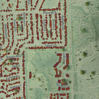 Close-up of the map of Union Park, Florida print showing street and building detail