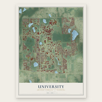University, Orange County, Florida map print, the full design