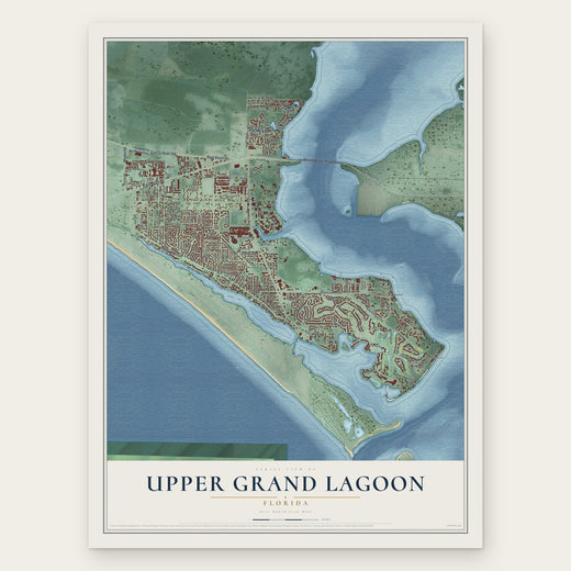 Upper Grand Lagoon, Florida map print, the full design