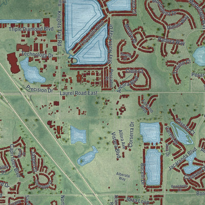 Close-up 2 of the Venice, Florida map artwork