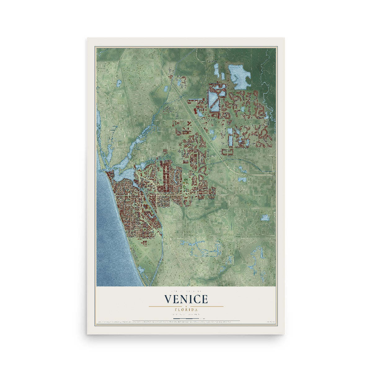Venice, Florida map print, 12" x 18" Archival Matte Print mockup