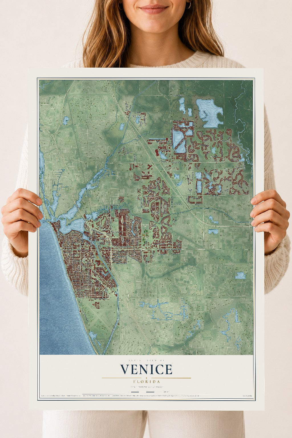 Venice, Florida map print, 18" x 24" Archival Matte Print mockup