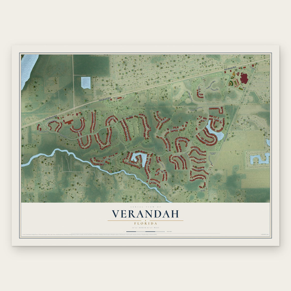 Verandah, Florida map print, the full design