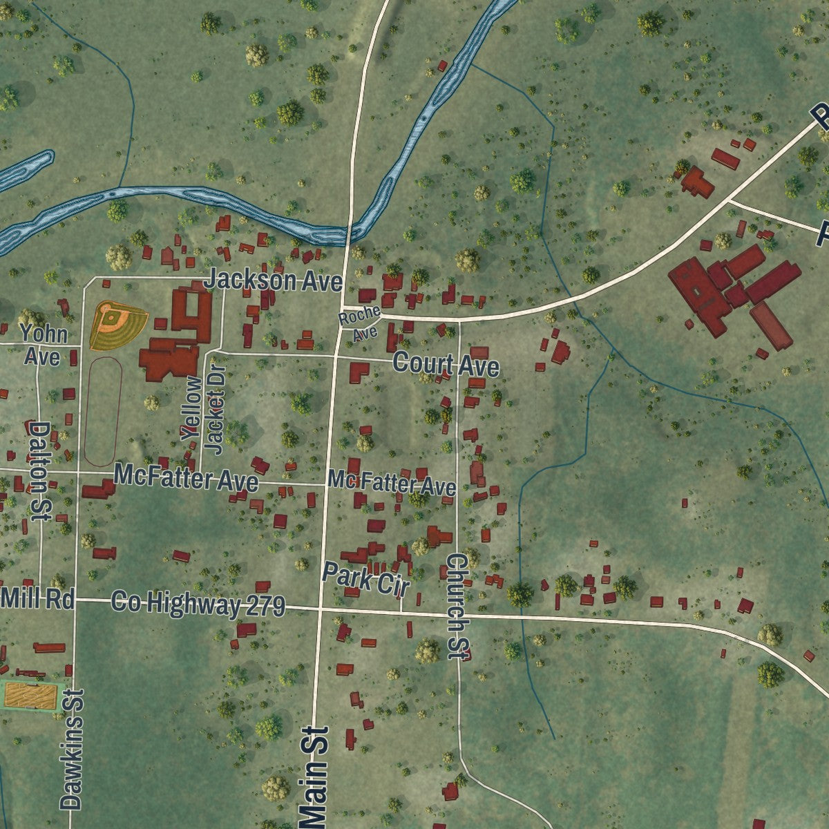 Close-up 1 of the Vernon, Florida map artwork