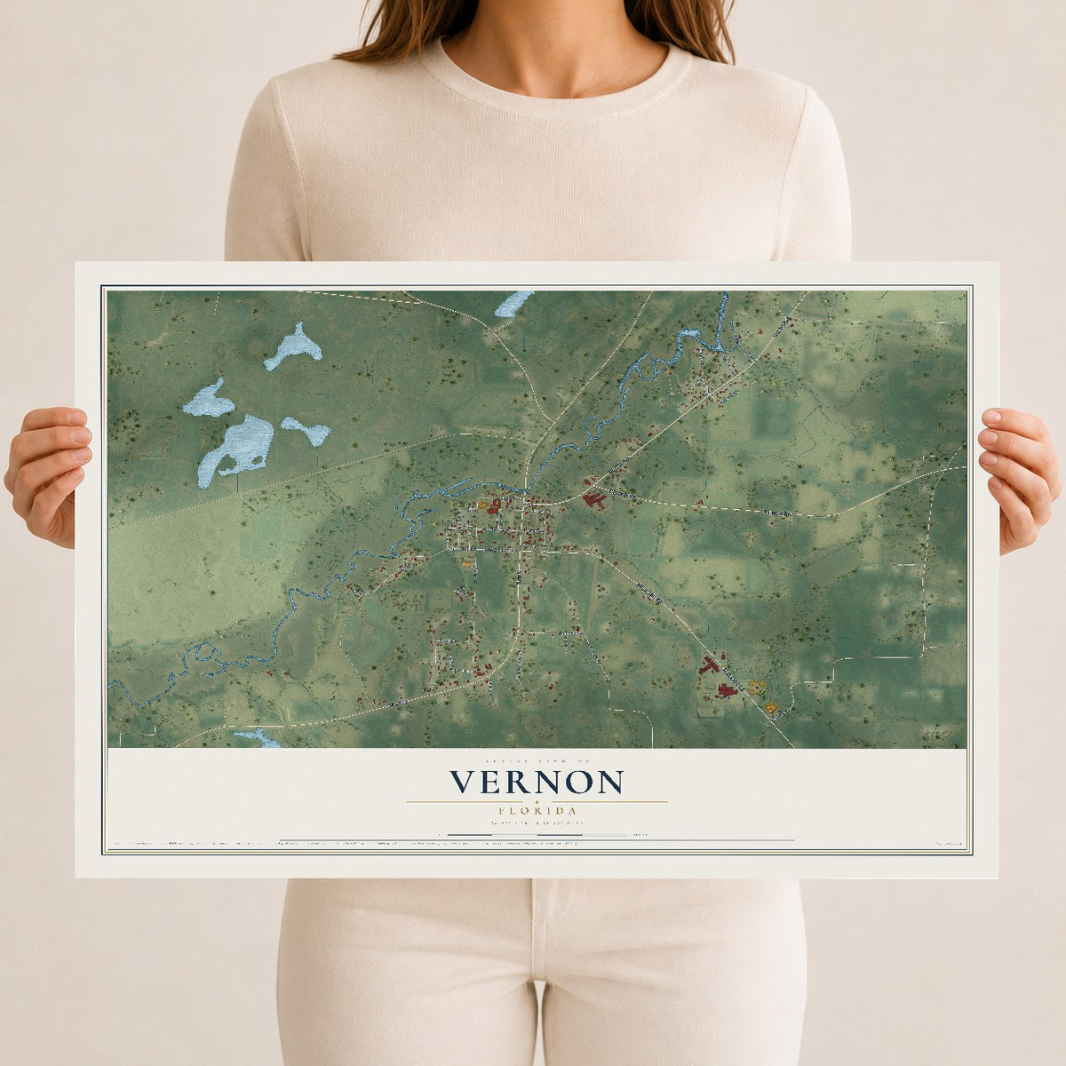 Vernon, Florida map print, 12" x 18" Archival Matte Print mockup
