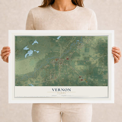Vernon, Florida map print, 12" x 18" W/ White Ayous Wood Frame mockup