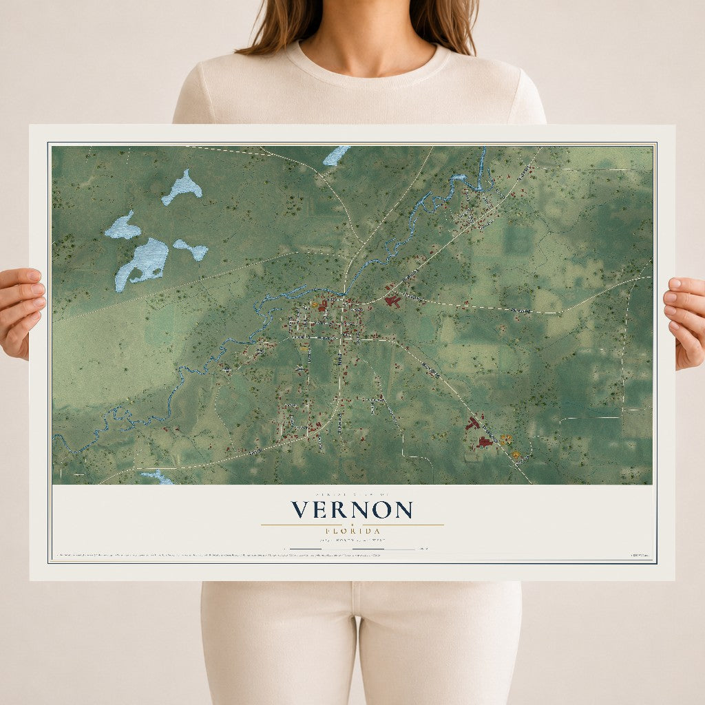 Vernon, Florida map print, 18" x 24" Archival Matte Print mockup